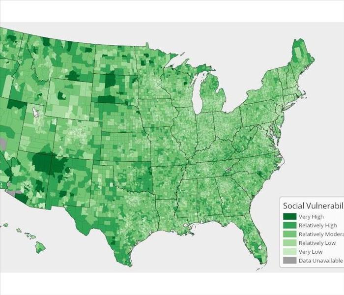 A Map of Social Vulnerability in America to National Disasters